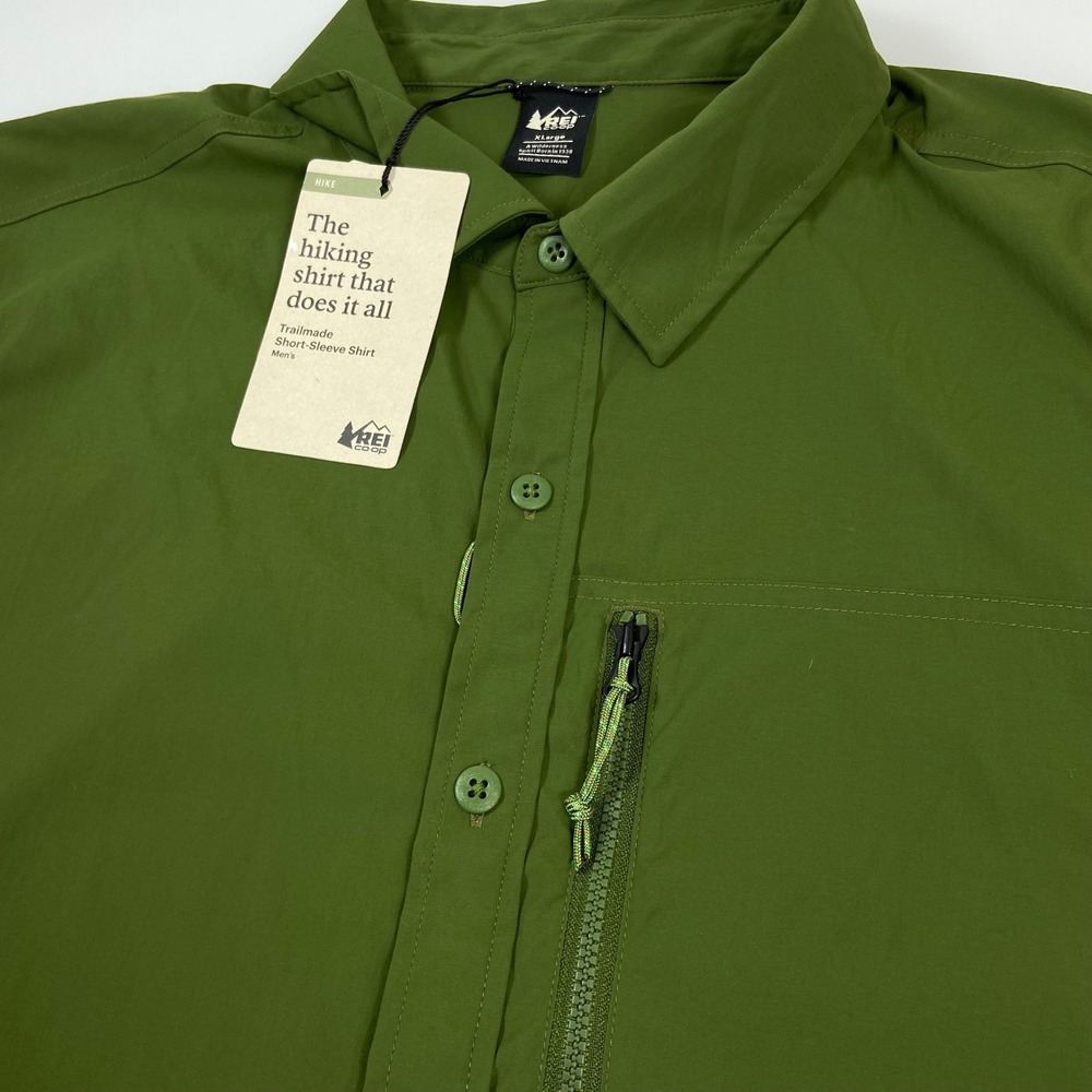 REI Co-op Mens XL Woodland Olive Trailmade Short Sleeve Shirt NEW Hiking UPF 50+